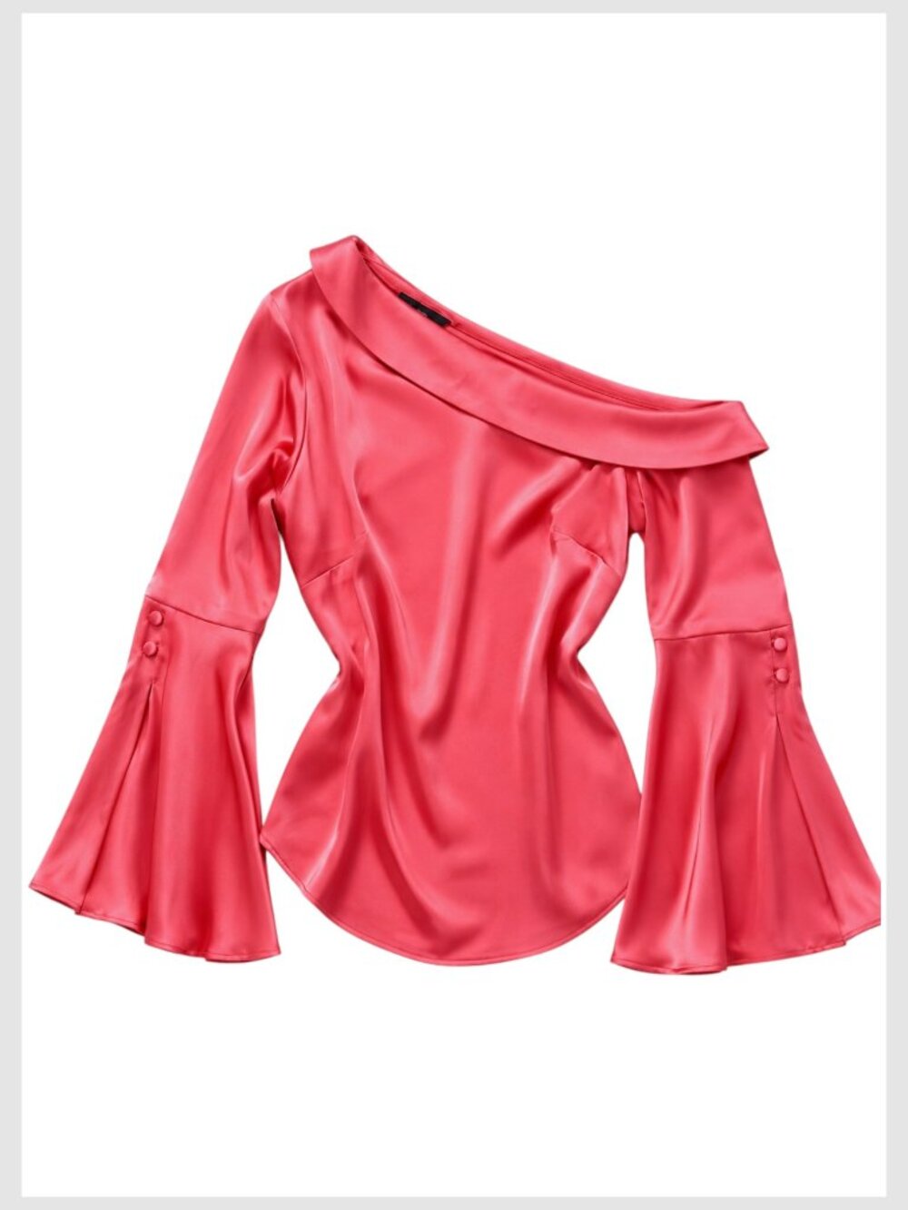 Banana Republic Blouse Coral One Shoulder Bell Sleeve S - Picture 2 of 10